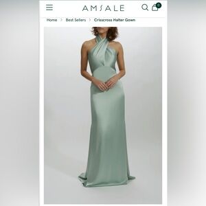 NWT Amsale Satin Criss-Cross Gown. Size 12